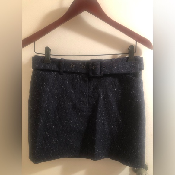 Size 2 Theory mini city skirt in navy multi tail texture - Picture 1 of 3